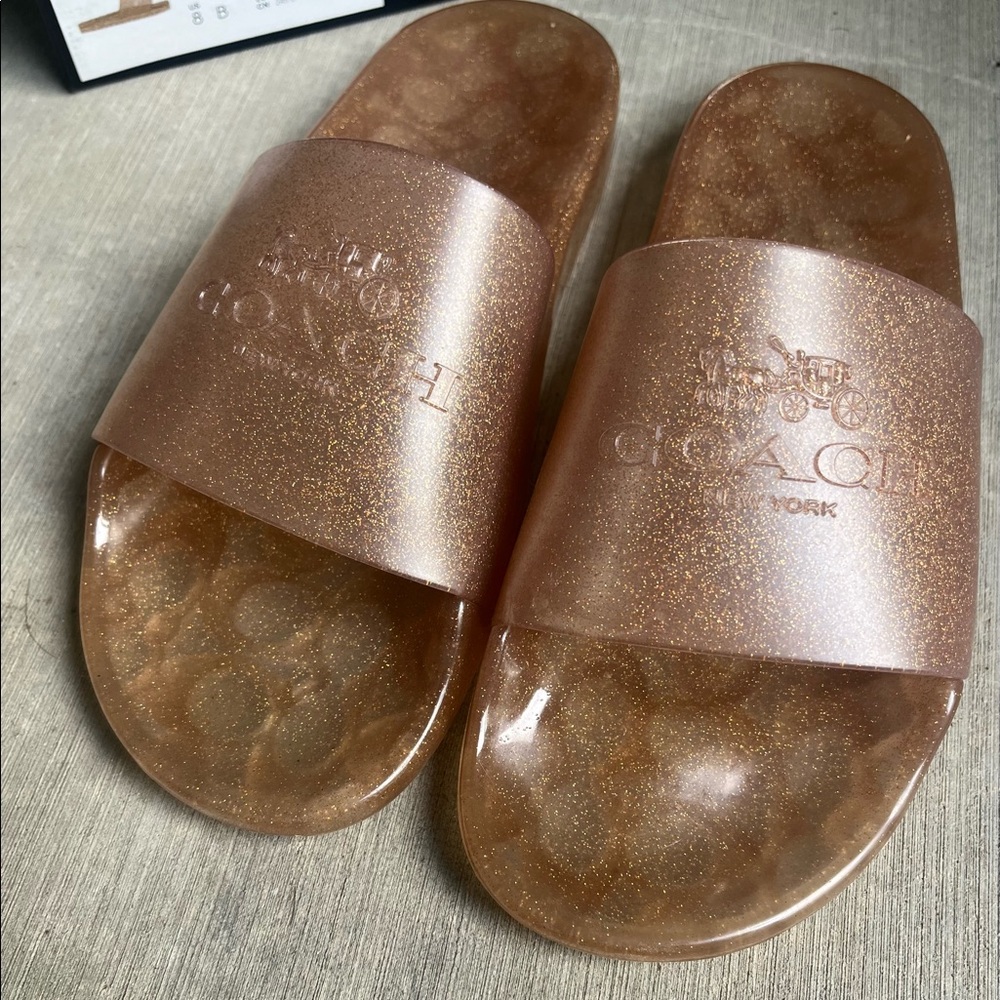 Coach Ulyssa Rubber Slide Dark Gold NWOT (with box) Women’s Size 8 B